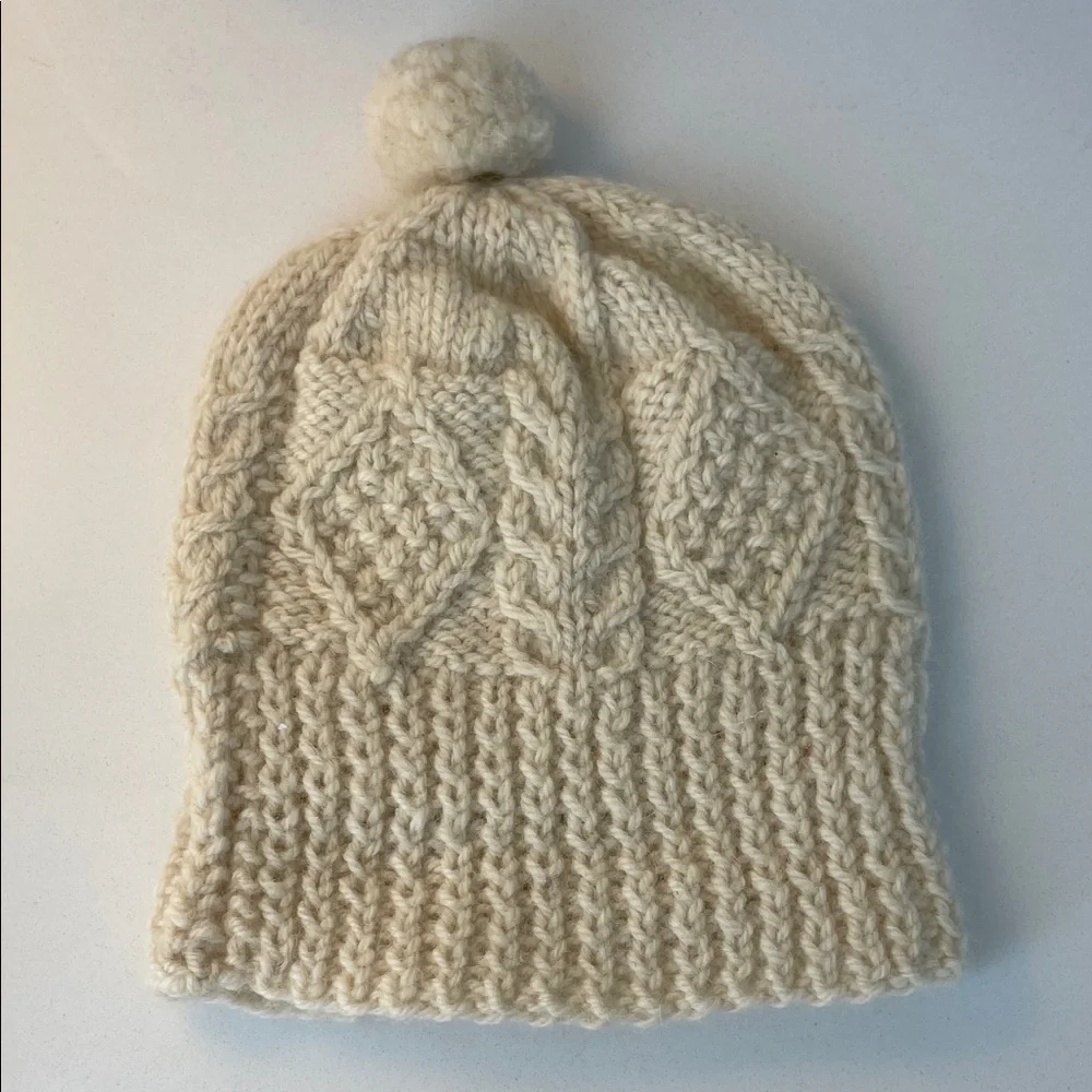 Vintage Cozy Cream Knit Hat and Mittens Set for Kids
